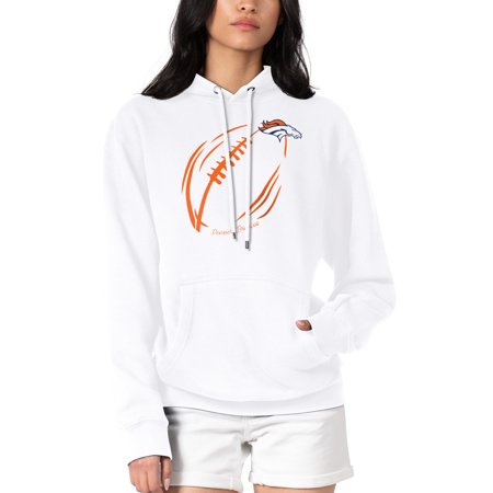 Women's G-III 4Her by Carl Banks White Denver Broncos Football Logo Fleece Pullover Hoodie