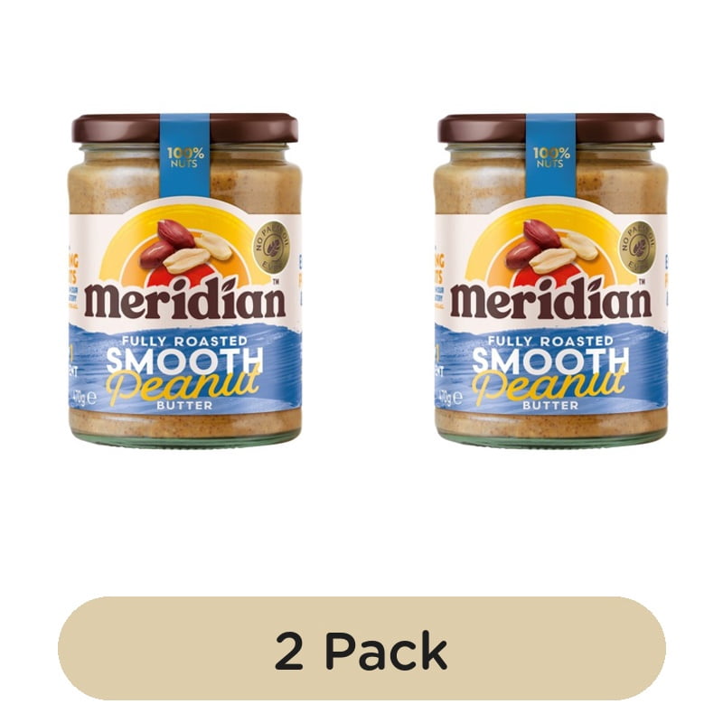 Meridian Smooth Peanut Butter 100% Nuts 470g, British Import (Pack of 2)