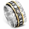 thumbnail image 2 of Men's Punk Style Sun and Moon Ring | Alloy Geometric Micro-Insert Ring with Artificial Gems | European and American Style Fashion Ring, 2 of 3