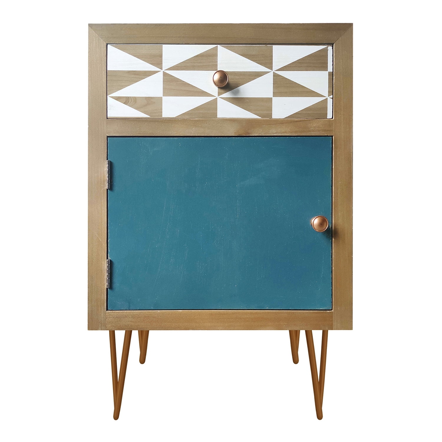 Kadyn Wooden Nightstand with One Drawer and One Cabinet, Modern Style Bedside Table with Metal Feet and Golden Handle, Storage End Table for Living Room and Bedroom, Natural Kadyn Wooden Nightstand with One Drawer and One Cabinet, Modern Style Bedside Table with Metal Feet and Golden Handle, Storage End Table for Living Room and Bedroom, Natural