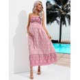thumbnail image 2 of OYang Women's Maternity Dresses Boho Strapless Summer Casual Floral Maxi Dress Pink-M, 2 of 7