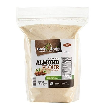 GRAIN BRAIN Blanched Almond Flour/Meal, Gluten Free, Non-GMO, Super Fine Grind, (Best Non Gluten Flour)