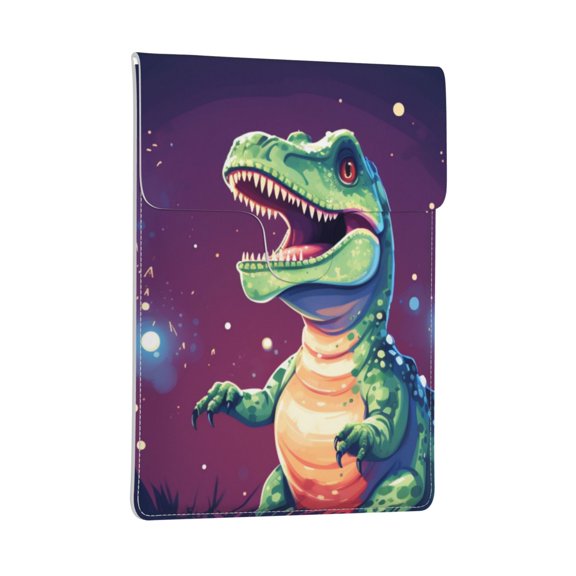 Pobuds Leather Laptop Sleeve, Padded Case, Thin Portable, Versatile Bag - Compatible with most 13 inch laptops for MacBook Pro 13 inch 2016 or later, MacBook Air 13,14 - Vertical, Dinosaur Cute
