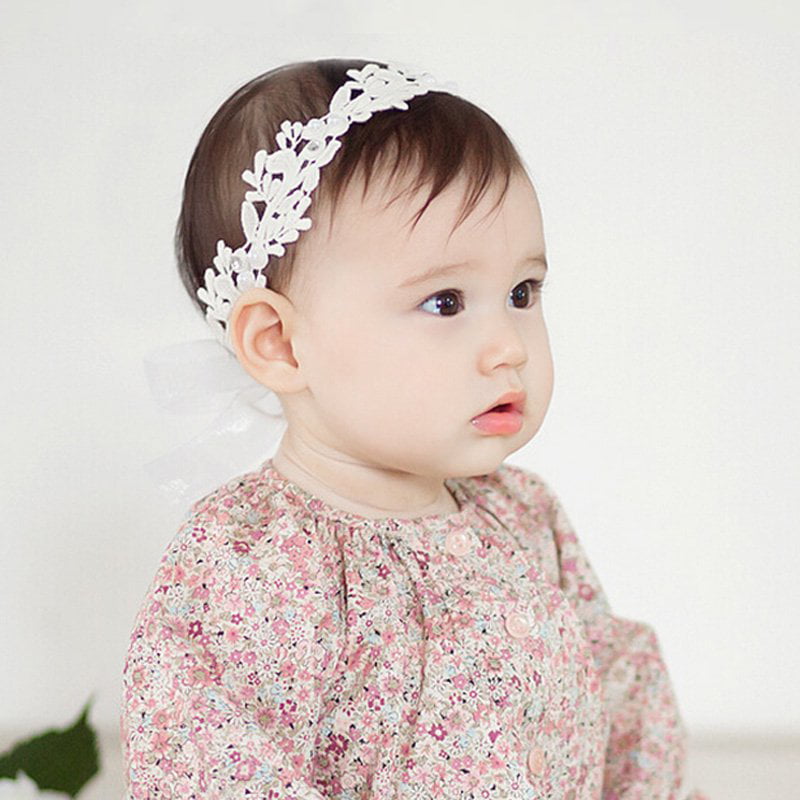 Baby Girl Kid Pearl Headband Rose Bow Lace Flower  Baby Hairband  Kawaii 