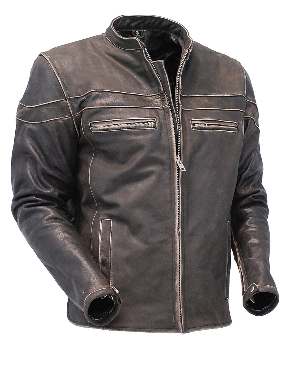 Vintage Brown Leather Vented Motorcycle Jacket Scooter Style Ma4170zdn