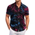 thumbnail image 2 of Dresfit Polo Shirts for Men Short Sleeve Graphic Hawaiian Shirt Spring Summer Button Down Tropical Mokaloha Shirt Loose Big and Tall Oversized Beach Aloha Shirt Navy 2XL, 2 of 8