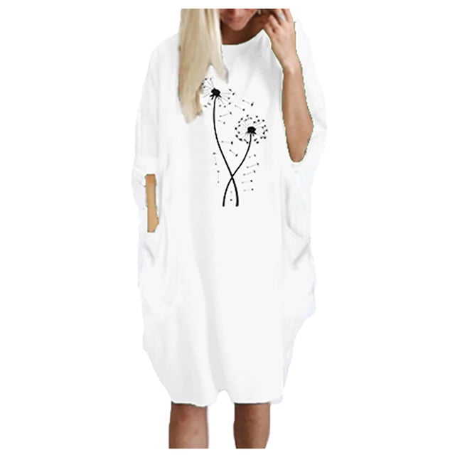 Robe Enveloppante Mode Femme Hiver Grande Taille Décontractée Ample avec Poche Sexy Imprimée Robe Femme en Solde
