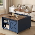 thumbnail image 5 of Walsunny Lift Top Coffee Table with Hidden Storage, Farmhouse Coffee Table with Adjustable Storage Shelves & Wheels Blue, 5 of 10