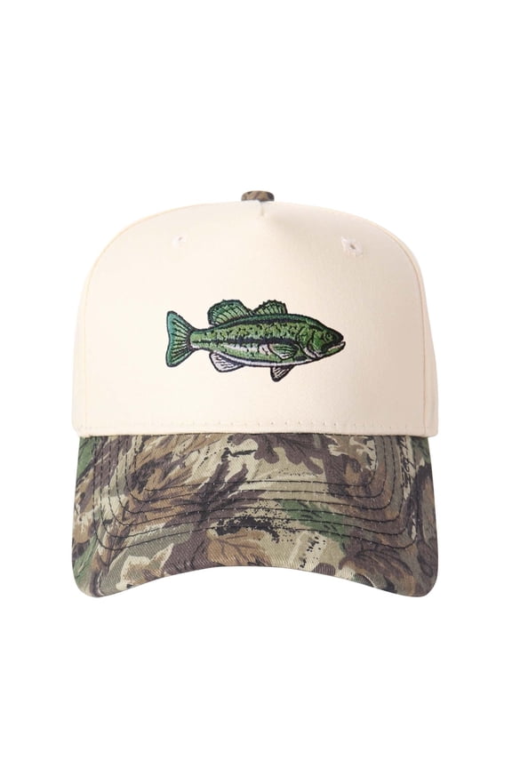 Largemouth Bass Letter Embroidered Color Block Trucker Hat Unisex Adjustable Cotton Breathable Fashion Cap for Travel Daily Wear