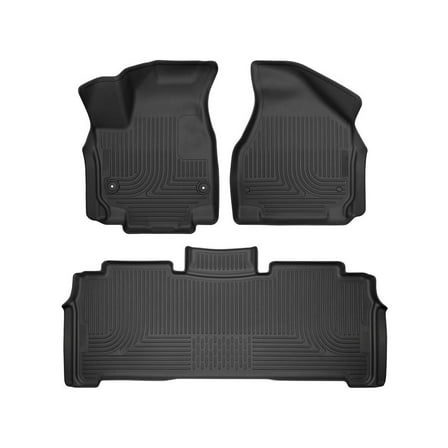 Husky Liners 93771 Weatherbeater Floor Mats Fit 2017-2024 Chrysler Pacifica Touring/L/L Plus/2020-2021 Voyager Front/2nd Row Liners 3pc Black