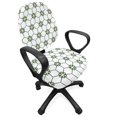 thumbnail image 1 of Abstract Office Chair Slipcover, Repeating Oriental Style Traditional Mosaic Tiles Design Inspired Ornaments, Stretch Decorative Fabric Cover, Standard Size, White Olive Green, by Ambesonne, 1 of 5