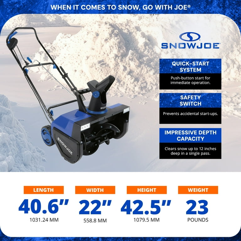 Snow Joe Electric Single-Stage Snow Blower, 15-Amp, 22-Inch
