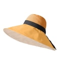 thumbnail image 4 of Fgnfyis Lady Wide Brim Sun Hat with Chin Strap Bow for Spring Summer Travel Outdoor Sun Protection Hats for Women Yellow, 4 of 4