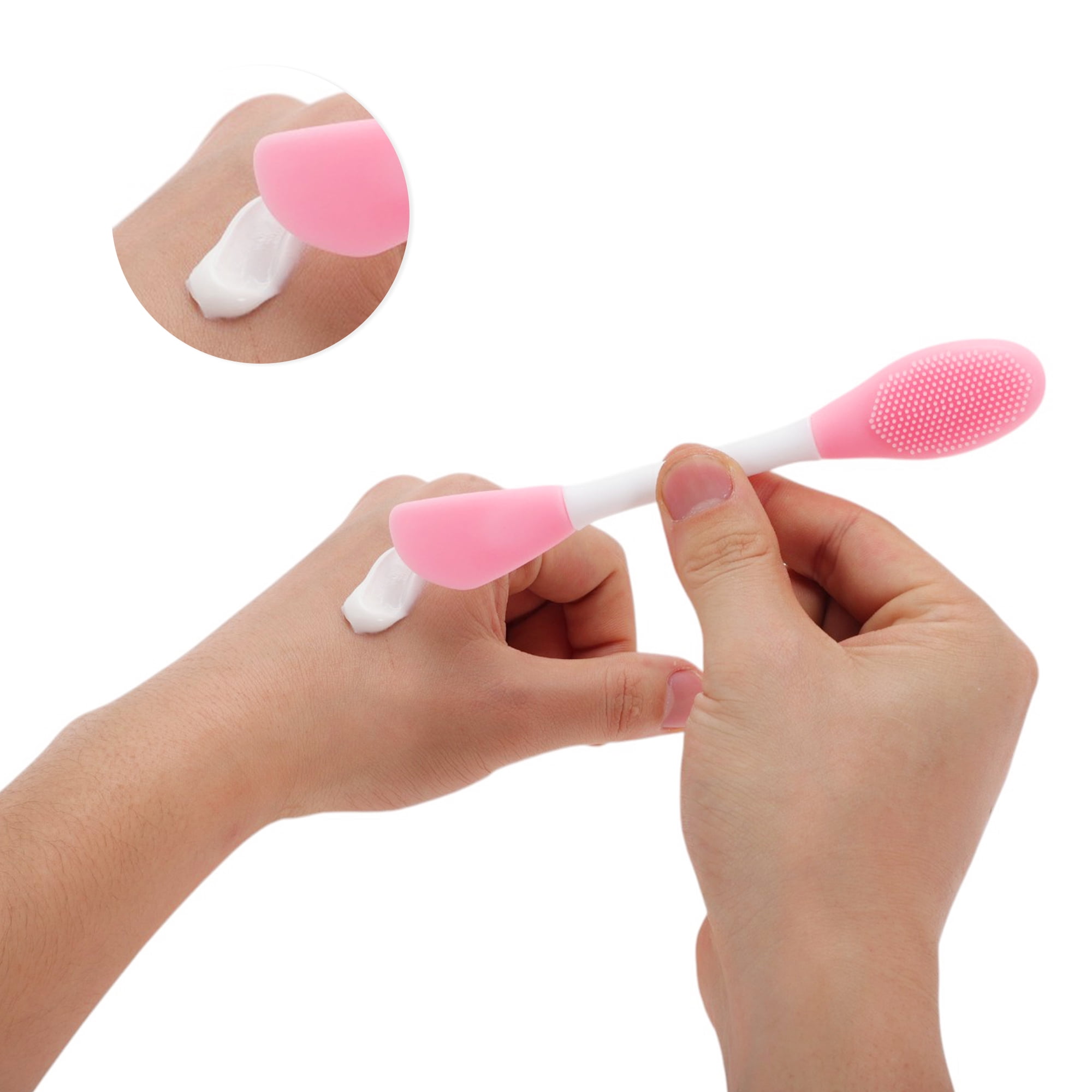 Unique Bargains Soft Knife-shaped Facial Mask Brush 2 Pcs Light Pink