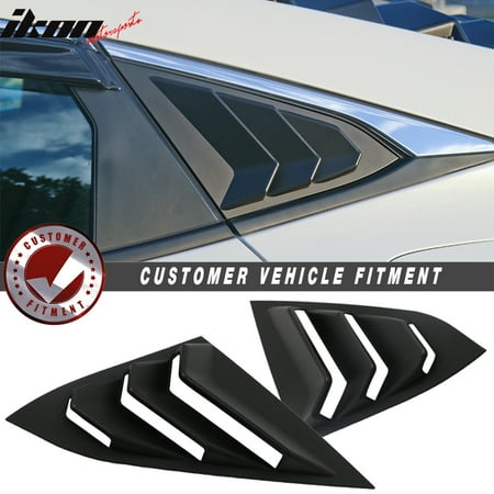 Abs Rear Window Louver - Fits 16-18 Honda Civic Sedan Rear Quarter Panel Window Side Louvers Vent 2PC ABS
