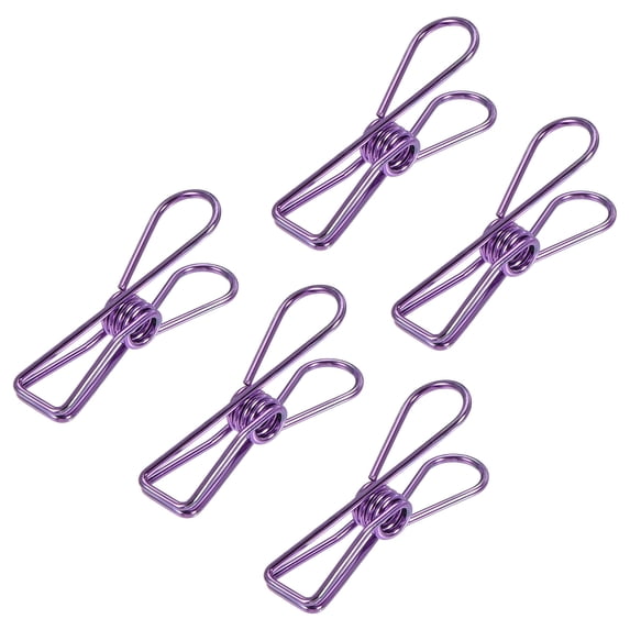Uxcell 1" Small Metal Wire Clips Multi-Purpose Bag Clamps, Purple 45 Count