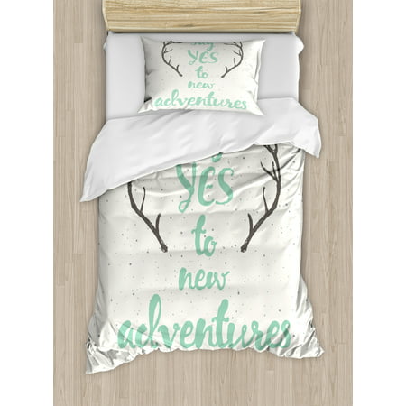 Adventure Duvet Cover Set Calligraphic Quote Antlers And Arrow On