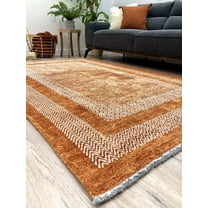 Alfa Rich 7x10 Burnt Orange Area Rugs for Living Room Bedroom Decor Cotton Washable Pet Friendly