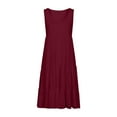 thumbnail image 6 of CALAFEBILA Womens Summer Dresses Sleeveless Solid Color Womens Sundresses Casual Crew Neck Mini Tank Beach Knee Length Dresses, 6 of 6