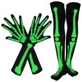 thumbnail image 1 of WEAIXIMIUNG Mtb Gloves Glow In The Dark Skeleton Gloves & Tights Set Haunting Bones for Party & Raves, 1 of 6