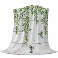 thumbnail image 6 of Spring Botanical Blanket Soft Cozy Warm Throw Blanket for Couch, Plush Fuzzy Flannel Fleece Blankets for Sofa, Watercolor Leaves Flowers Birds Gray Wood Bed Blankets Gifts for Men, 32"x48", 6 of 9