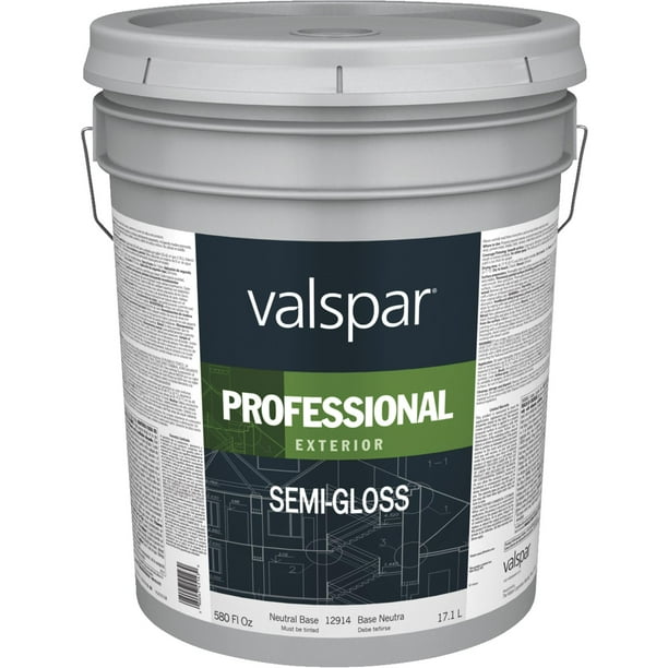 Valspar 12914 Exterior House Paint, SemiGloss, Neutral Base, 5 gal