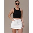 thumbnail image 3 of DARING DIVA Women's High Waisted A Line Stretchy Side Slit Mini Denim Skirt XL White, 3 of 7