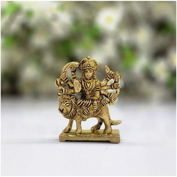 Durga Ma Statue in Brass Small Durga Ma Sculpture Hindu Goddess Statue Goddess of Protection & Strength Durga Ma Figurine Indian Decor Durga ma Murti Temple Mandir Decor - AtoZ India Cart