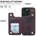 thumbnail image 5 of Allytechgroup PU Leather Phone Case for Apple iPhone 15 Pro, Crossbody Shoulder StrapShockproof Wallet Case with Card Holder, Crossbody Shoulder Strap, Stand Feature & Magnetic Closure,Darkpurple, 5 of 7