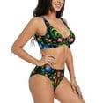 thumbnail image 2 of Rocae Roosters and Flowers for Bikini Set for Women Two Piece Sexy High Swimsuits Split Crossover Bikini Large, 2 of 9