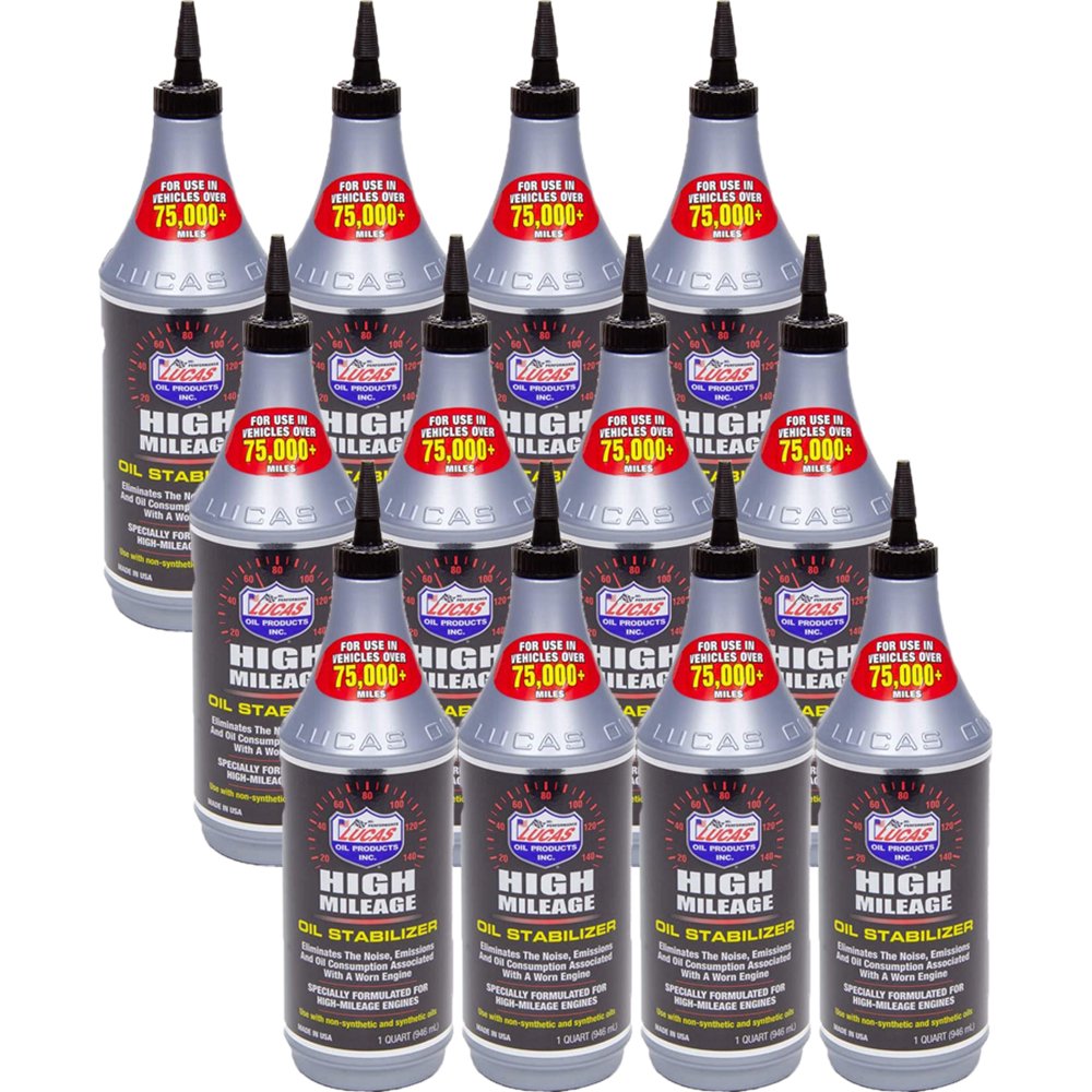 LUCAS Oil High Mileage Oil Stabilizer (1 Qt) 12 Pack
