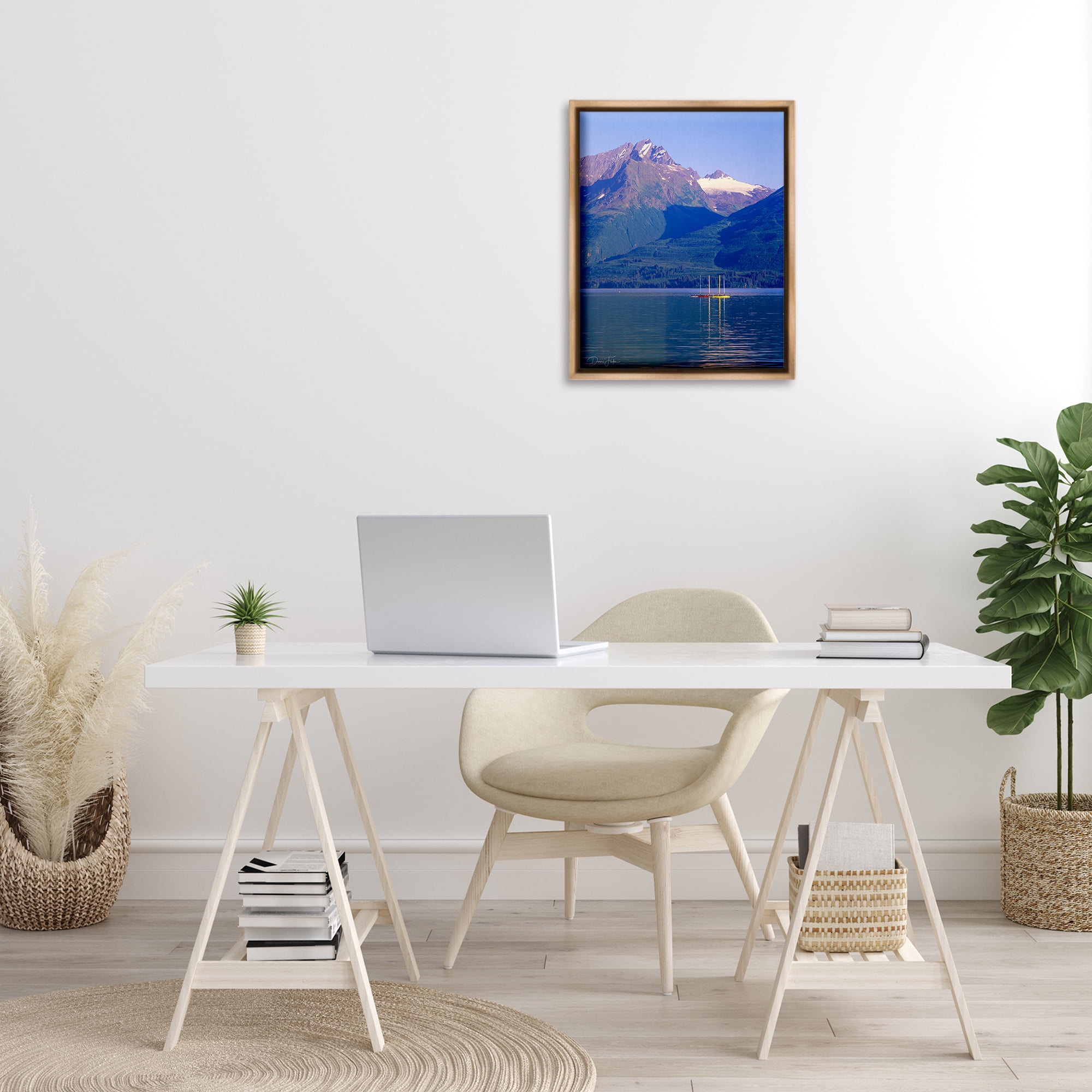 Stupell Industries Lake View Photography Landscape Photography Brown Floater Framed Art Print Wall Art, 17 x 21