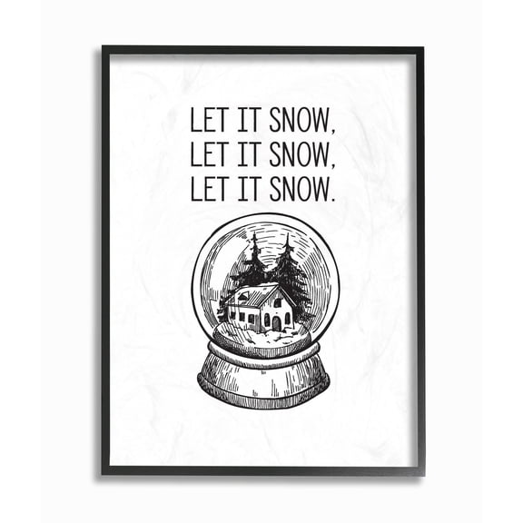 Stupell Industries Farmhouse Christmas Let It Snow Globe Black Framed Giclee Art, 16 x 20, by Lettered and Lined