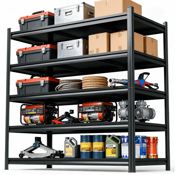 40"W Garage Shelving Black, 5-Tier Heavy Duty Adjustable Metal Rack​ 3020LBS, 78"H Steel Storage Shelves​ & Organizer​ for Kitchen Living Room Bedroom Home Organization
