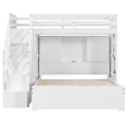thumbnail image 5 of Harper & Bright Designs L-Shaped Bunk Bed Twin over Full Size with Wardrobe and Bookshelf, Storage Stairway Bunk Bed with USB Charging Station and LED Light for Bedroom, White, 5 of 16