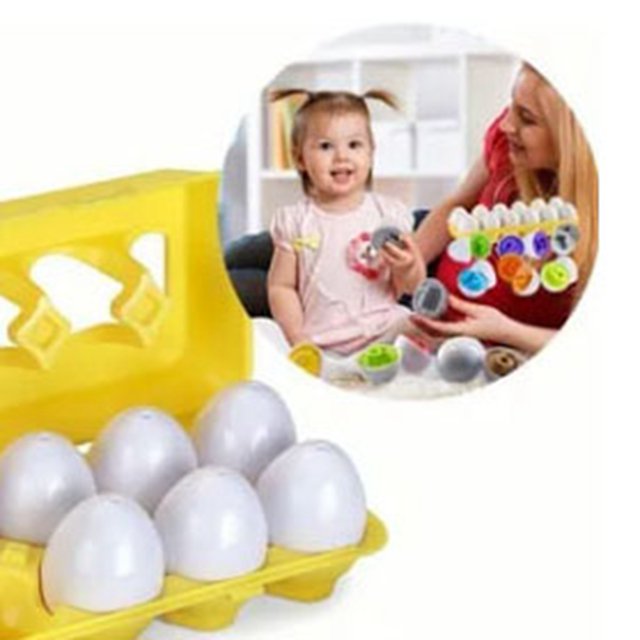 Juego de huevos a juego de 12 Uds., formas educativas de aprendizaje temprano, clasificación de huevos de reconocimiento de Color, juego de juguetes