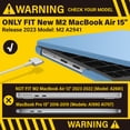 thumbnail image 3 of IBENZER Compatible with New 2024 2023 M2 MacBook Air 15 inch case A2941, Hard Shell Case with Keyboard Cover for Mac Air 15.3" M2 Chip with Retina Display & Touch ID, Airy Blue, W-AT15-ARBL+1, 3 of 9
