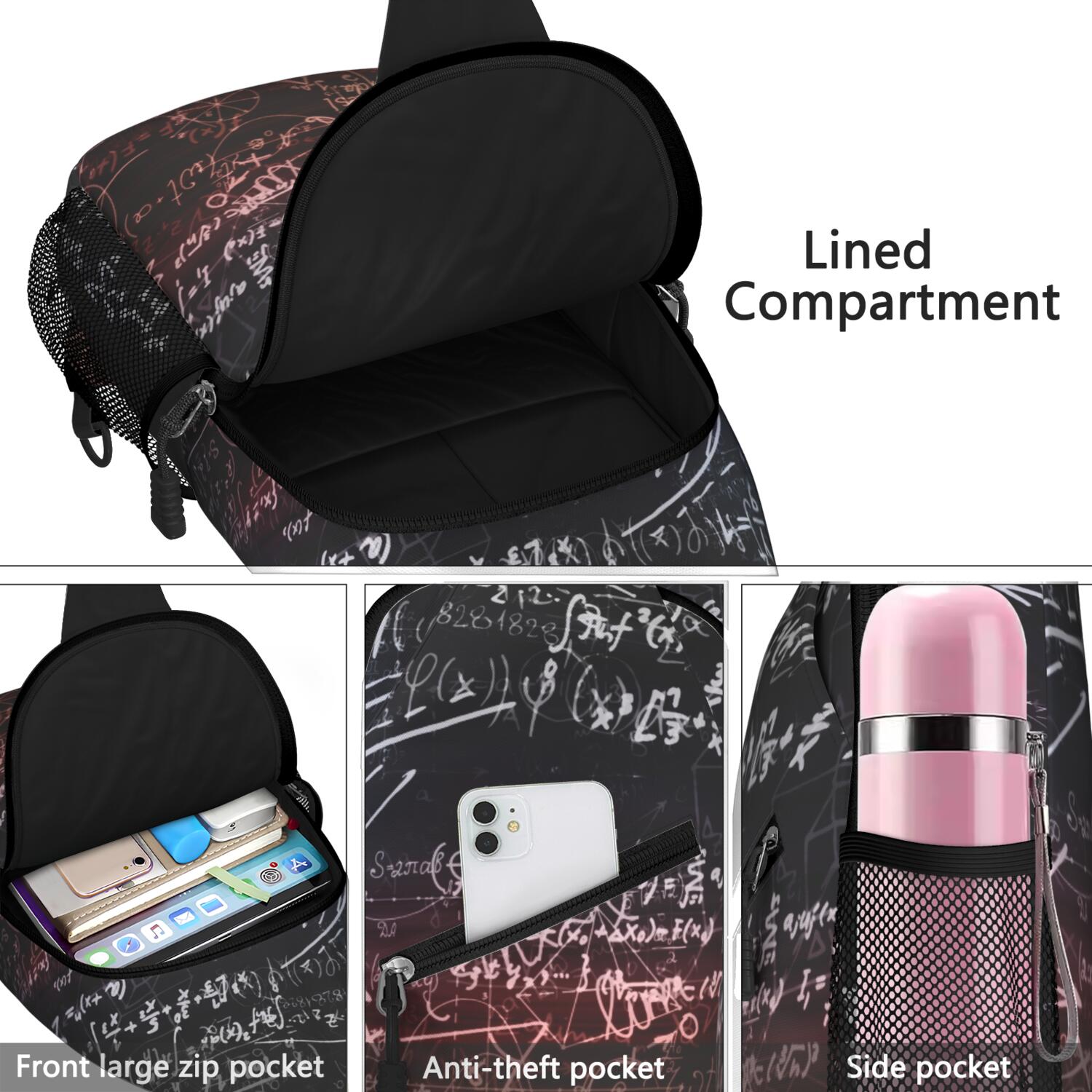 Biology Themed Chest Bag Travel-Ready Sling Backpack with Organized Pockets Durable & Comfortable for Hiking, Climbing & Casual Urban Wear