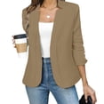 thumbnail image 2 of HNMKIU Solid Long Sleeve Button Knit Cardigan Jacket Casual Formal Womens Open Front Cover Up Khaki - XXL, 2 of 8