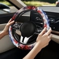 thumbnail image 2 of Uorisanigo American Flag 15 Inch Steering Wheel Cover Horse Print Car Steering Wheel Protector for Women Easy to Install Car Steering Wheel Cover for Winter Car Accessories Gift for Holiday, 2 of 8