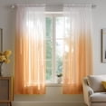 thumbnail image 7 of ZOPZO Ombre Semi Sheer Curtains for Bedroom Living Room, Orange, 52W x 63L Inch, Rod Pocket Window Drapes, Set of 2 Panels, 7 of 7