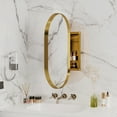 thumbnail image 5 of 20x34 Inch Oval Recessed Mirror Cabinet With Adjustable Shelves, Matte Gold Metal Framed For Bathroom Wall Medicine Storage Mirror, In, 5 of 6