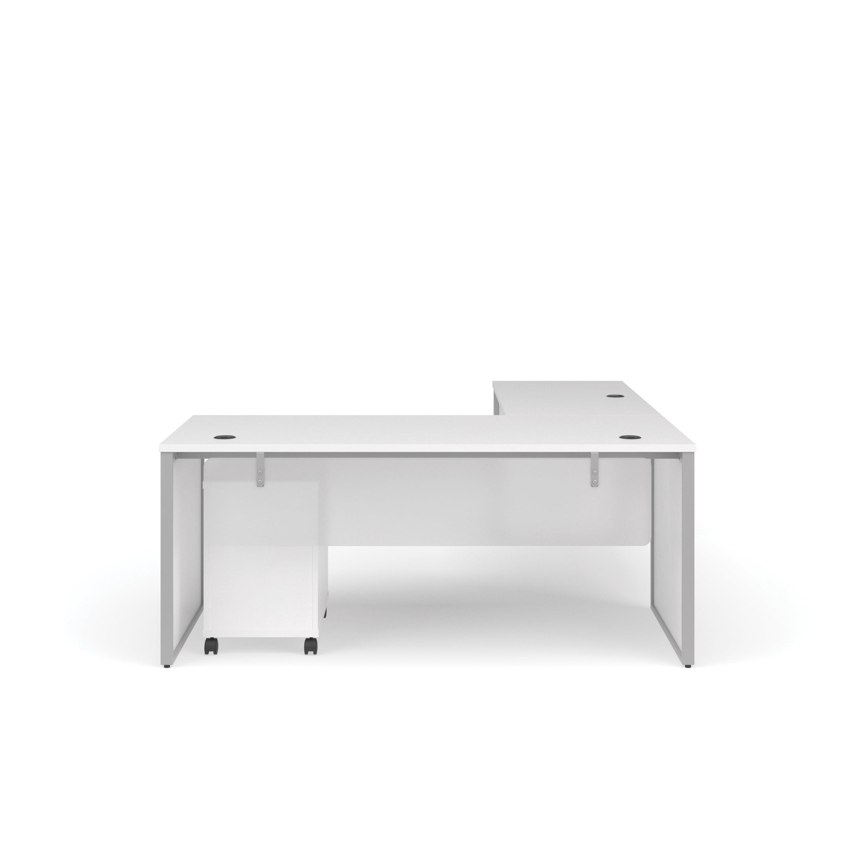 OFM Fulcrum Series Office Furniture Set, 72" Desk with Return, Filing Cabinet, Leg Panels, Modesty Panels, in White