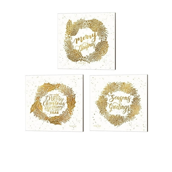 Metaverse Cindy Jacobs 'Seasons Greetings, Merry Christmas & Happy New Year' Canvas Art (Set of 3)