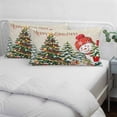 thumbnail image 3 of Beige Snowman Christmas Pillow Covers, Linen Long Throw Pillow Case, Xmas Tree Snowflake Winter Rustic Holiday Pillow Protector Decorative Cushion Cover for Living Room/Bedroom 12" x 20", 3 of 8