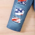 thumbnail image 4 of Povozer Independence Day Clothes Kids 250 Anniversary Toddler Girls 4th Of July Outfits USA Flag Five Sleeve Shirt Digital Printed Denim Long Pants Set Independence Day Clothes Size 9-12 Months,Red, 4 of 7