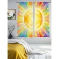 thumbnail image 3 of Colorful Sun Sheer Curtains 2 Panels Set Cartoon Watercolor Red Yellow Blue Sunshine Stars Sheer Window Curtains Light Filtering Rod Pocket Voile Drapes for Bedroom Living Room 52"x63", 3 of 9