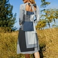 thumbnail image 5 of Abstract Geometric Art Blue Black Grey Women's Fall Dresses Casual Loose Flowy Swing Shift Dress, 5 of 9