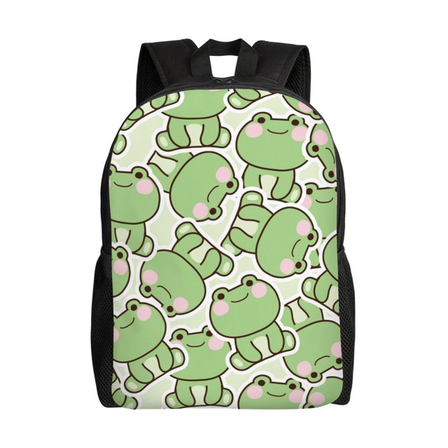 Lsque Cute Frog Travel Laptop Backpack, Business Slim Sturdy Laptops Backpack, Water Resistant College School Computer Bag Gift Fits 15.6 Inch Notebook