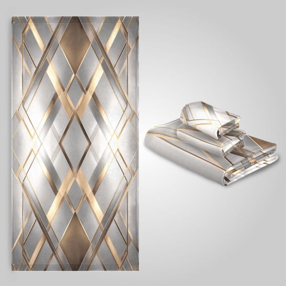 3 Sizes Towel Set - Bath Towel, Hand Towel & Washcloth for Daily Household Use Layered Diamond Pattern